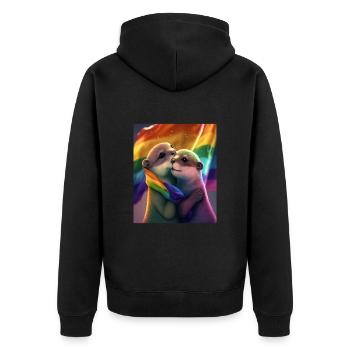 Étreinte Loutre tenant LGBT Flaglet Loutre LGBT - Veste à capuche bio Premium Unisexe - noir - Dos - Nico (187cm)