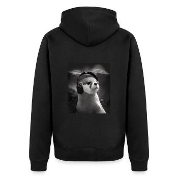 Musicien Animal Propriétaires d’animaux Otter Amateur de musique - Veste à capuche bio Premium Unisexe - noir - Dos - Nico (187cm)