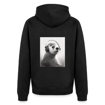 Musicien Animal Propriétaires d’animaux Loutre Amoureux de la musique - Veste à capuche bio Premium Unisexe - noir - Dos - Nico (187cm)