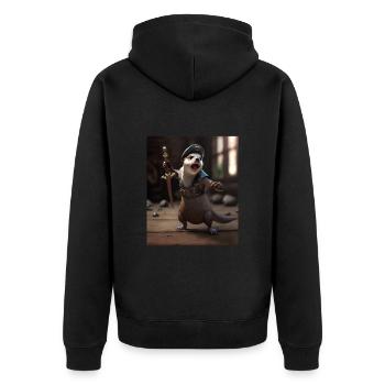 Cute Sea Otter Pet Dabbing Pirate Otter - Unisex Premium Organic Zip Hoodie - black - Back - Nico (187cm)