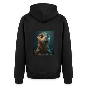 Creepy Otter Creature Spooky Zombie Otter - Unisex Premium Organic Zip Hoodie - black - Back - Nico (187cm)