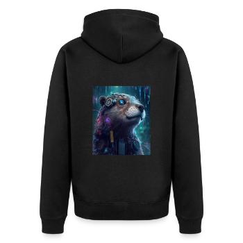 Science Fiction Evolved Animal Robot Otter - Unisex Premium Bio Zip Hoodie - Schwarz - Hinten - Nico (187cm)