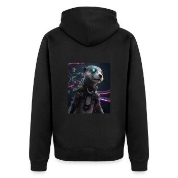Science Fiction Evolved Animal Robot Otter - Unisex Premium Bio Zip Hoodie - Schwarz - Hinten - Nico (187cm)