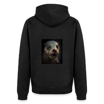 Creepy Otter Creature Spooky Zombie Otter - Unisex Premium Organic Zip Hoodie - black - Back - Nico (187cm)