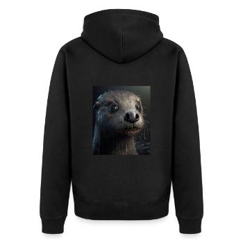 Creepy Otter Creature Spooky Zombie Otter - Unisex Premium Organic Zip Hoodie - black - Back - Nico (187cm)