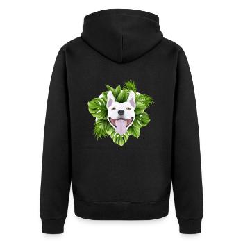 Tropical Bullterrier - Unisex Premium Bio Zip Hoodie - Schwarz - Hinten - Nico (187cm)