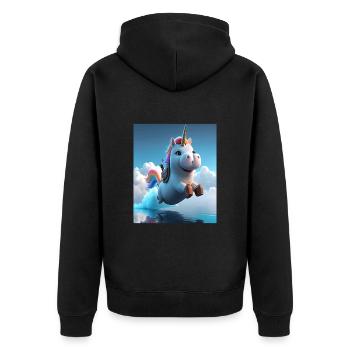 Cute Rainbow Unicorn Otter Riding A Unicorn - Unisex Premium Bio Zip Hoodie - Schwarz - Hinten - Nico (187cm)