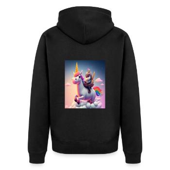 Cute Rainbow Unicorn Otter Riding A Unicorn - Unisex Premium Bio Zip Hoodie - Schwarz - Hinten - Nico (187cm)