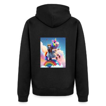 Cute Rainbow Unicorn Otter Riding A Unicorn - Unisex Premium Bio Zip Hoodie - Schwarz - Hinten - Nico (187cm)