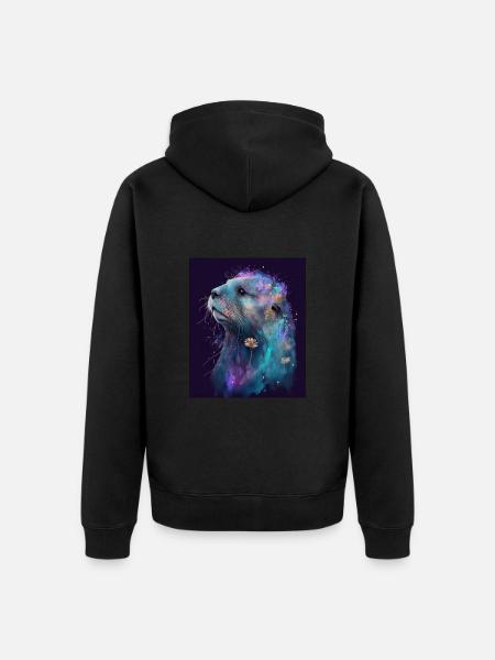 Otter Lovers Magical Sea Otter - Unisex Premium Organic Zip Hoodie - black