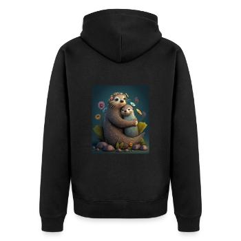 Cute Baby Otter Mother's Love Otter Baby - Unisex Premium Bio Zip Hoodie - Schwarz - Hinten - Nico (187cm)