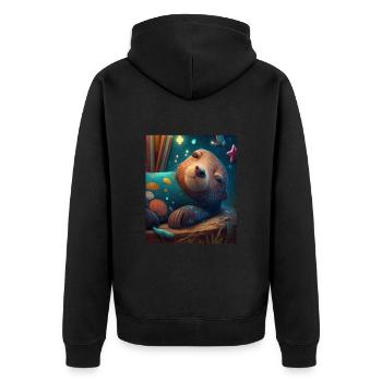 Cute Otter Bed Time Funny Bored Sleepyhead Otter - Unisex Premium Organic Zip Hoodie - black - Back - Nico (187cm)