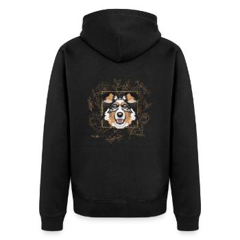 Golden Dog Australian Shepherd - Unisex Premium Organic Zip Hoodie - black - Back - Nico (187cm)