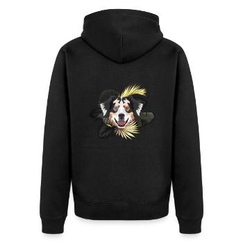 Golden Dog Australian Shepherd - Unisex Premium Organic Zip Hoodie - black - Back - Nico (187cm)