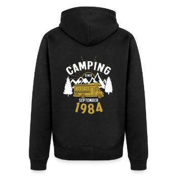 Geburtstag: Camping seit September 1984 Wohnmobil - Unisex Premium Bio Zip Hoodie - Schwarz - Hinten - Nico (187cm)
