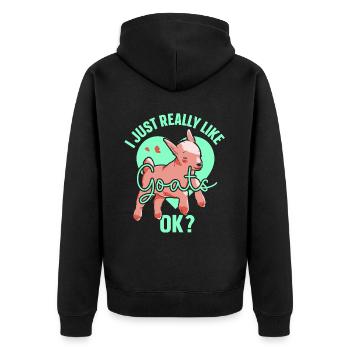 J’aime juste les chèvres très chèvre animal chèvre domestique - Veste à capuche bio Premium Unisexe - noir - Dos - Nico (187cm)