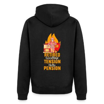 In retirement Goodbye excitement Hello pension pensioner - Unisex Premium Organic Zip Hoodie - black - Back - Nico (187cm)