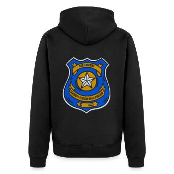 In retirement Goodbye Tension Hello Pension Police - Unisex Premium Organic Zip Hoodie - black - Back - Nico (187cm)
