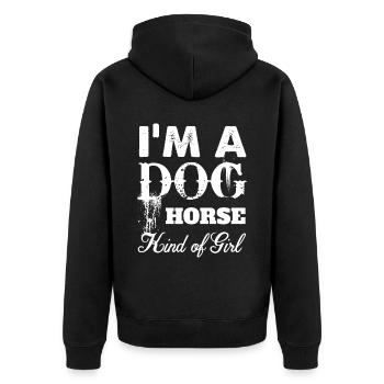 I am a dog-horse girl - - Unisex Premium Organic Zip Hoodie - black - Back - Nico (187cm)