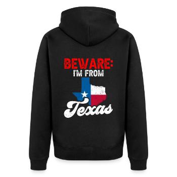 Attention: I come from Texas Texan Texan - Unisex Premium Organic Zip Hoodie - black - Back - Nico (187cm)