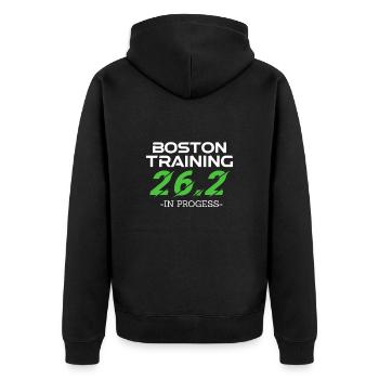 Run - Unisex Premium Organic Zip Hoodie - black - Back - Nico (187cm)