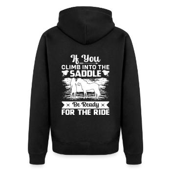 When you get in the saddle, be ready for the - Unisex Premium Organic Zip Hoodie - black - Back - Nico (187cm)