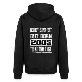 No one is perfect but born 2003 birthday - Unisex Premium Organic Zip Hoodie - black - Back - Nico (187cm)