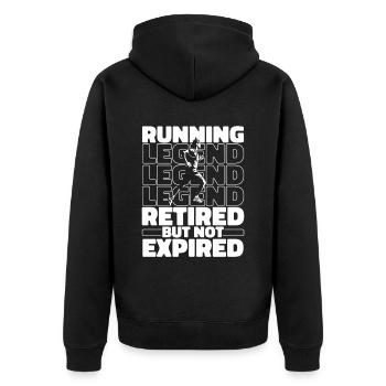 Runner Jogger Runner Running in Retirement - Unisex Premium Organic Zip Hoodie - black - Back - Nico (187cm)