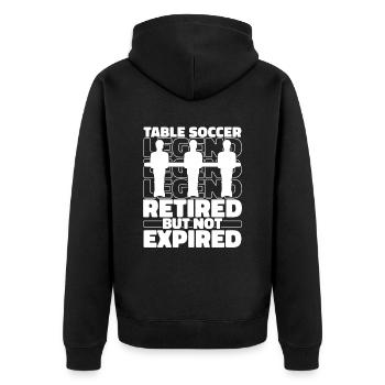Tischfußball Kicker Im Ruhestand - Unisex Premium Bio Zip Hoodie - Schwarz - Hinten - Nico (187cm)