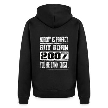 No one is perfect but born 2007 birthday - Unisex Premium Organic Zip Hoodie - black - Back - Nico (187cm)