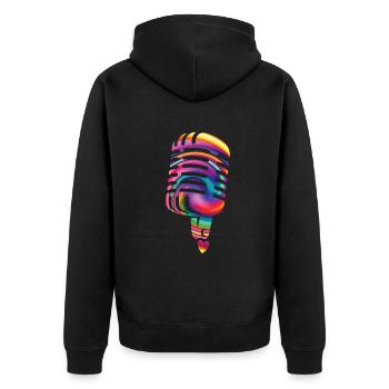 Singen - Unisex Premium Bio Zip Hoodie - Schwarz - Hinten - Nico (187cm)