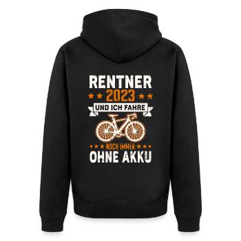 Rentner Rente 2023 Geschenk Fahrrad Radler - Unisex Premium Bio Zip Hoodie - Schwarz - Hinten - Nico (187cm)