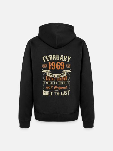 Februar 1969 Geburtstagsgeschenk - Ekologisk premiumluvjack unisex - svart