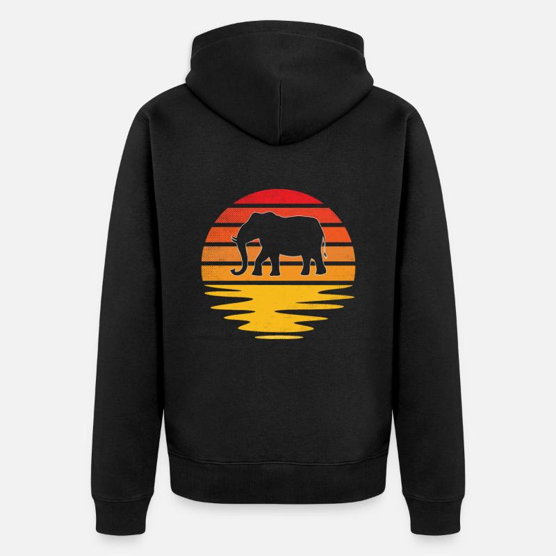 Éléphant Rétro - Veste à capuche bio Premium Unisexe - noir
