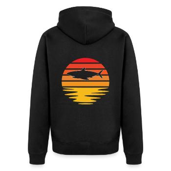 Hai Retro - Unisex Premium Bio Zip Hoodie - Schwarz - Hinten - Nico (187cm)