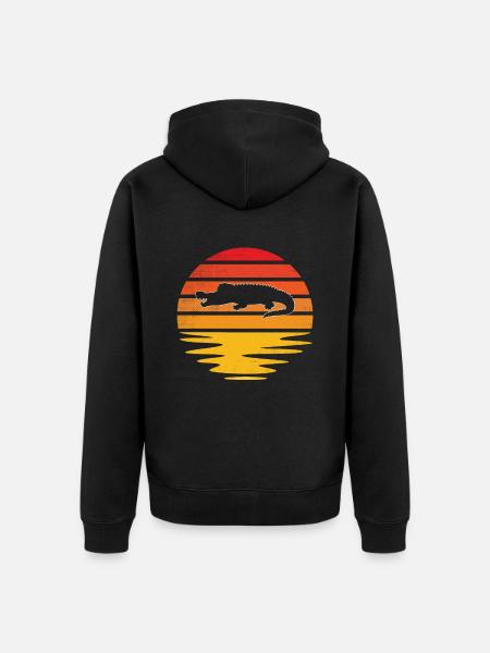 Krokodil Retro - Unisex Premium Bio Zip Hoodie - Schwarz