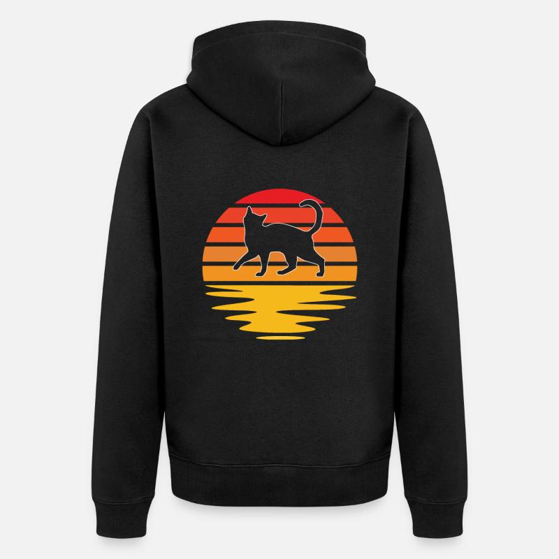 Chat Rétro - Veste à capuche bio Premium Unisexe - noir