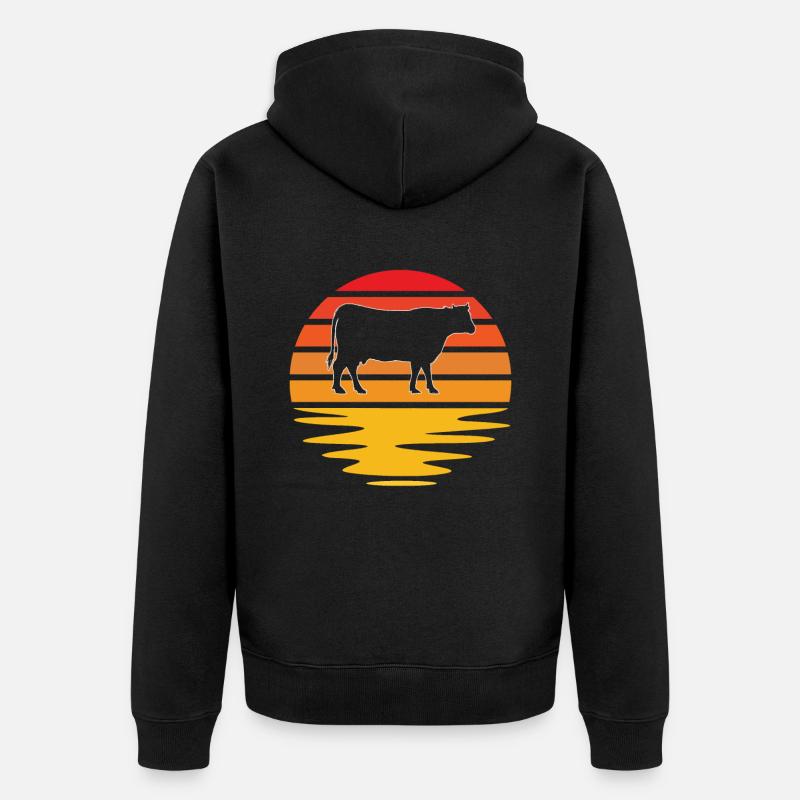 Vache Rétro - Veste à capuche bio Premium Unisexe - noir
