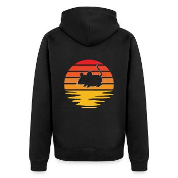 Mouse Retro - Unisex Premium Organic Zip Hoodie - black - Back - Nico (187cm)