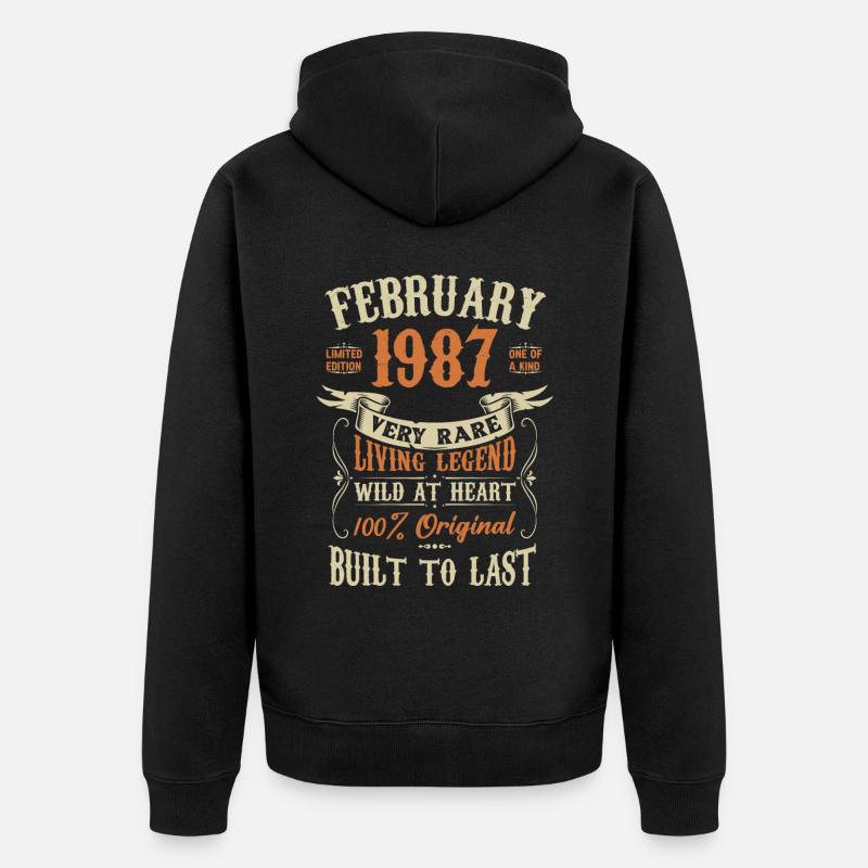 Février 1987 Cadeau d’anniversaire - Veste à capuche bio Premium Unisexe - noir