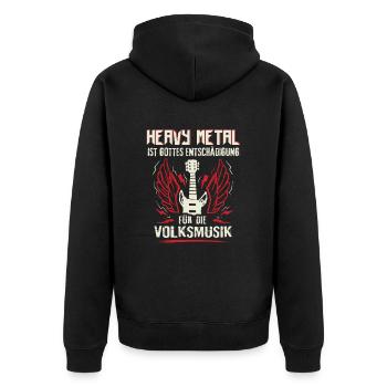 Heavy Metal Gottes Entschädigung für Volksmusik - Unisex Premium Bio Zip Hoodie - Schwarz - Hinten - Nico (187cm)