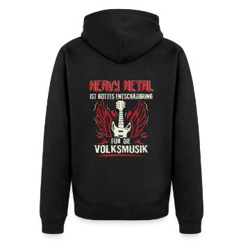 Heavy Metal Gottes Entschädigung für Volksmusik - Unisex Premium Bio Zip Hoodie - Schwarz - Hinten - Nico (187cm)