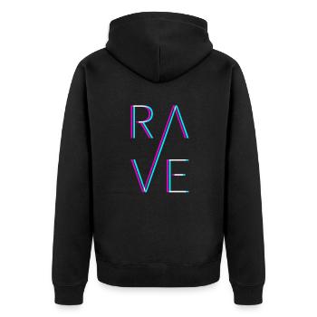 Techno Rave Festival Electro Music Raver - Unisex Premium Organic Zip Hoodie - black - Back - Nico (187cm)
