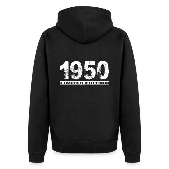 Limited Edition 1950 - Unisex Premium Bio Zip Hoodie - Schwarz - Hinten - Nico (187cm)