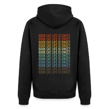 Livre Chat La vie Est Mignon Amoureux des Livres Lecteur Chat - Veste à capuche bio Premium Unisexe - noir - Dos - Nico (187cm)