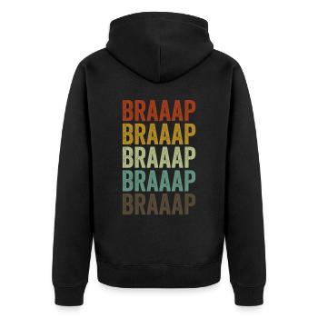 Braaap American Biker Usa Flagge Dirt Bike - Unisex Premium Bio Zip Hoodie - Schwarz - Hinten - Nico (187cm)
