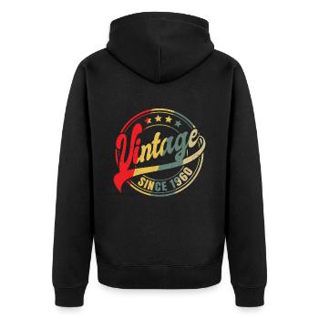 Vintage Since 1960 63rd Birthday Gift - Unisex Premium Organic Zip Hoodie - black - Back - Nico (187cm)