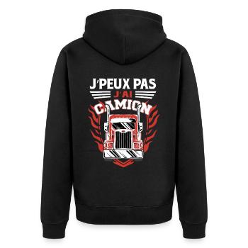 Poids Lourd | Camion | Routier | Camionneur - Veste à capuche bio Premium Unisexe - noir - Dos - Nico (187cm)