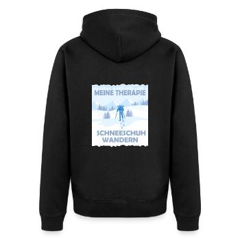 Schneeschuhwandern Schneeschuh wandern - Unisex Premium Bio Zip Hoodie - Schwarz - Hinten - Nico (187cm)