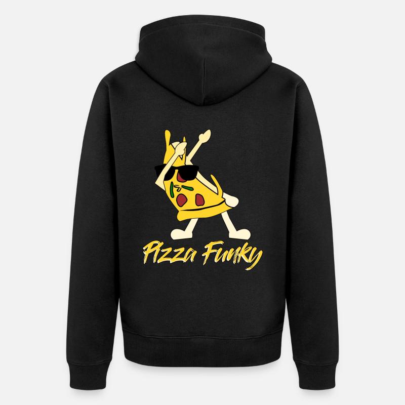 Pizza Funghi oder Funky Pizzabäcker - Unisex Premium Bio Zip Hoodie - Schwarz